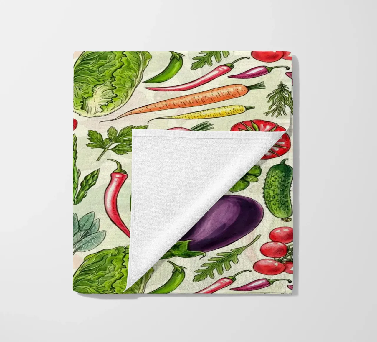 Raccolta di verdure ed erbe aromatiche in bianco e nero telo mare da Painted Nature
