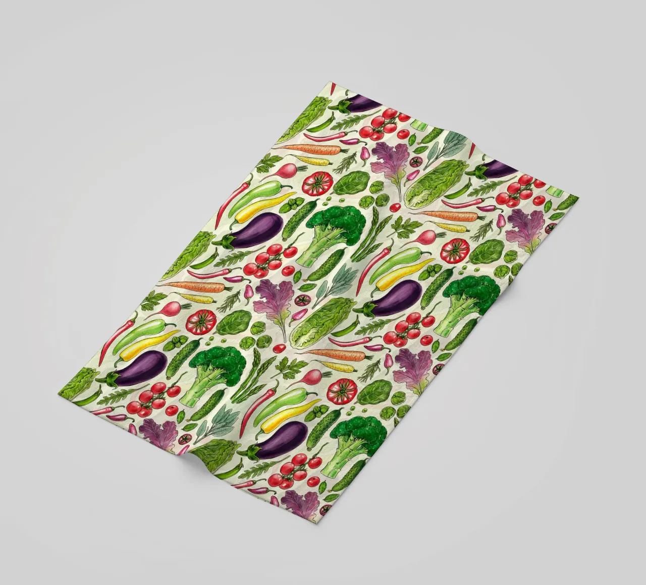 Raccolta di verdure ed erbe aromatiche in bianco e nero telo mare da Painted Nature