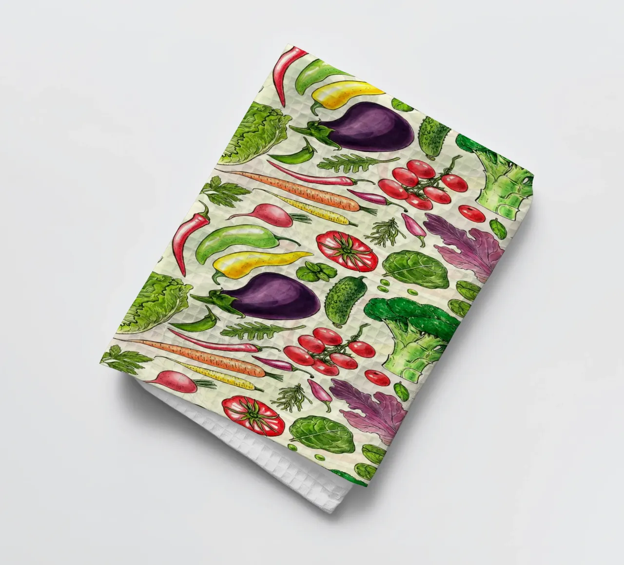 Raccolta di verdure ed erbe aromatiche in bianco e nero canovaccio da cucina da Painted Nature