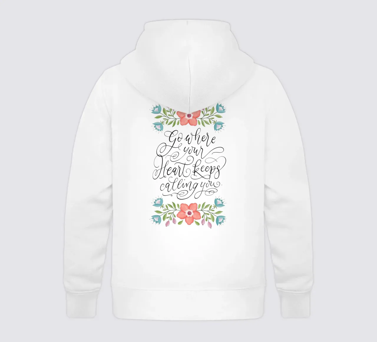 Go where your heart keeps calling you. Hand Lettering. Zitat felpa bambino con cappuccio da CalliLetters