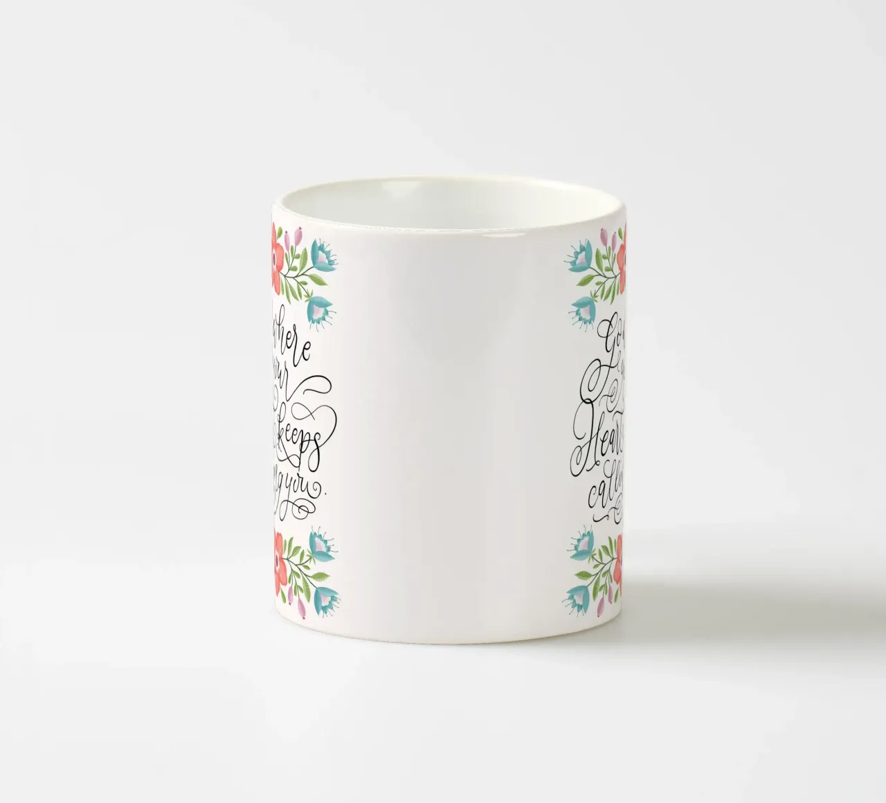 Go where your heart keeps calling you. Hand Lettering. Zitat tazza in ceramica da CalliLetters