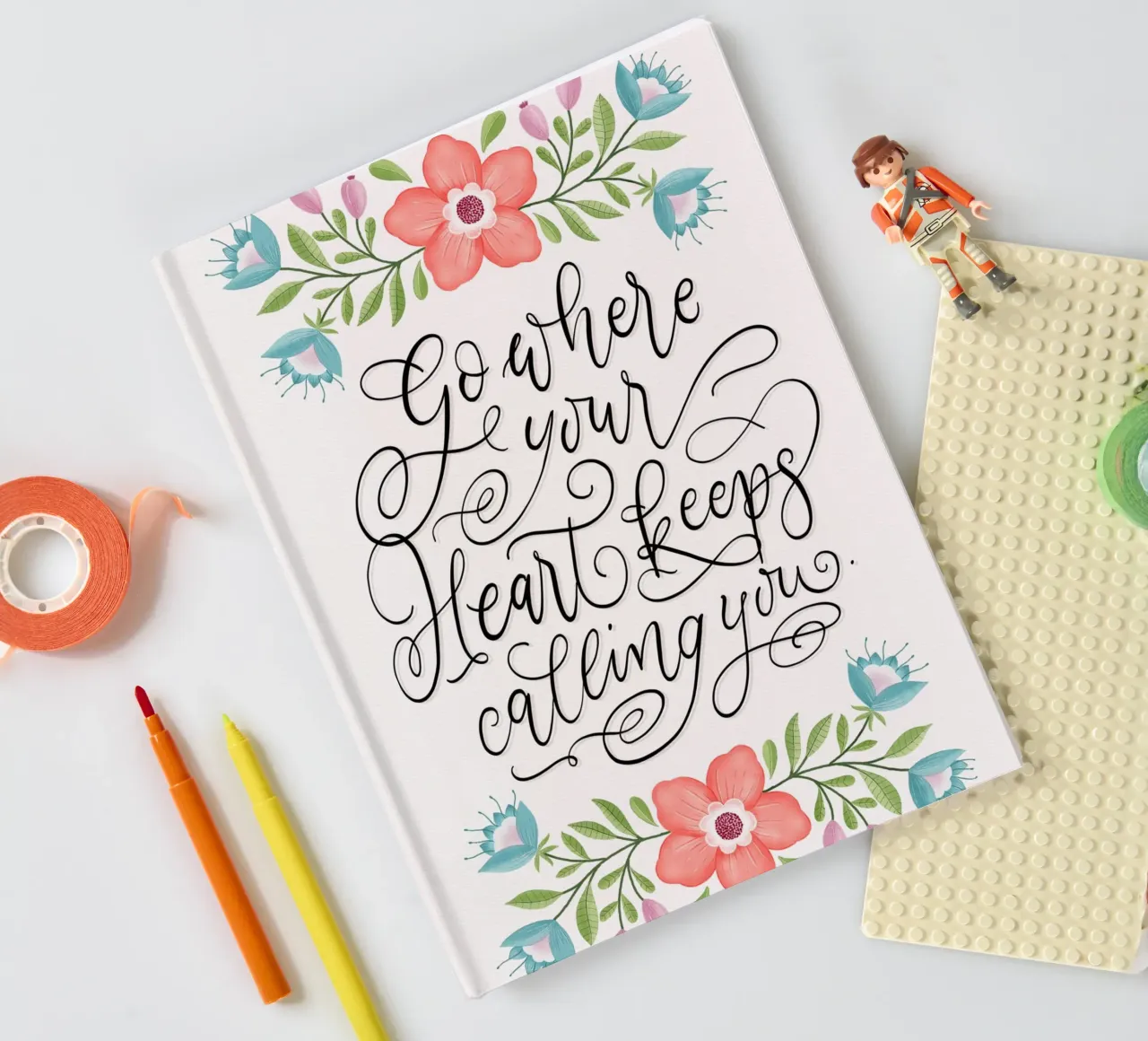 Go where your heart keeps calling you. Hand Lettering. Zitat notebook by CalliLetters