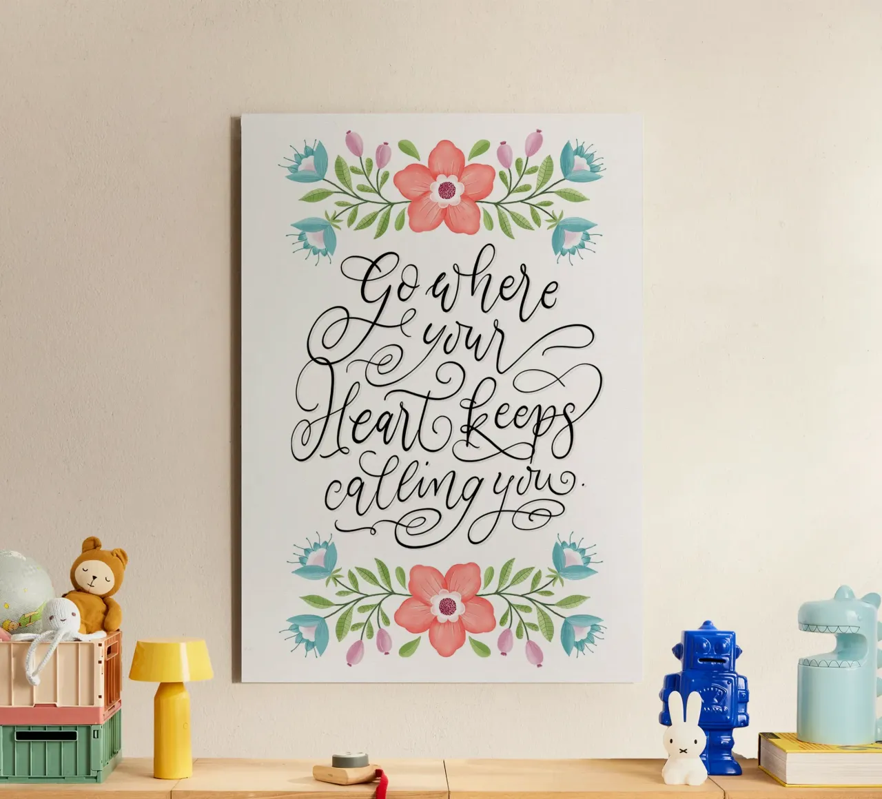 Go where your heart keeps calling you. Hand Lettering. Zitat alluminio dibond da CalliLetters