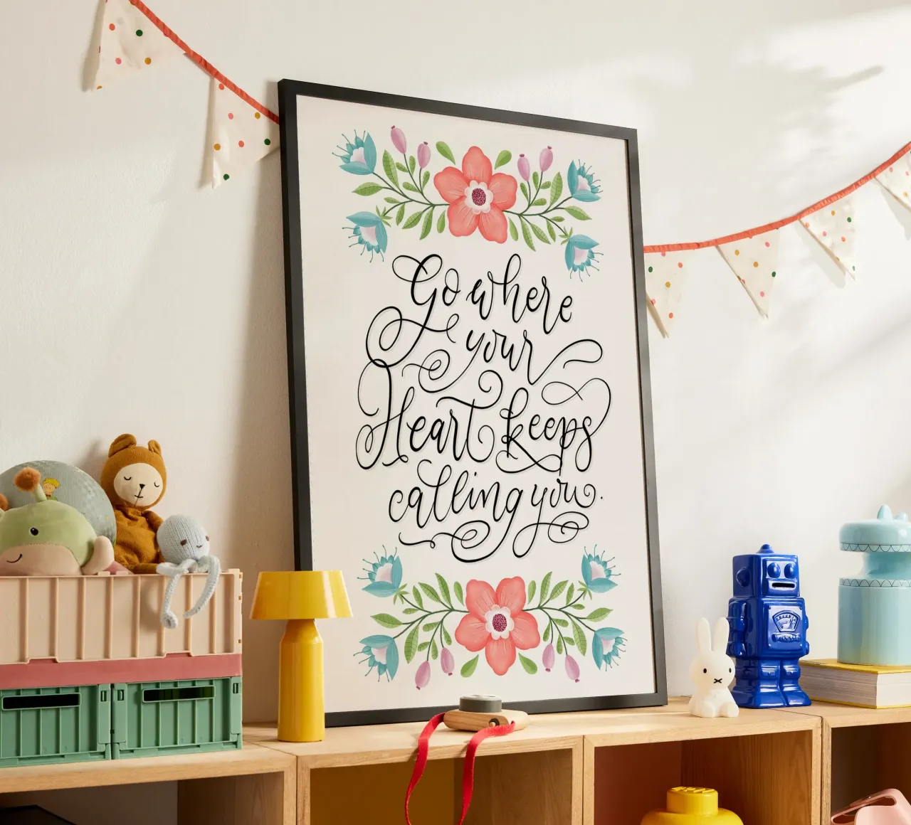 Go where your heart keeps calling you. Hand Lettering. Zitat poster da CalliLetters