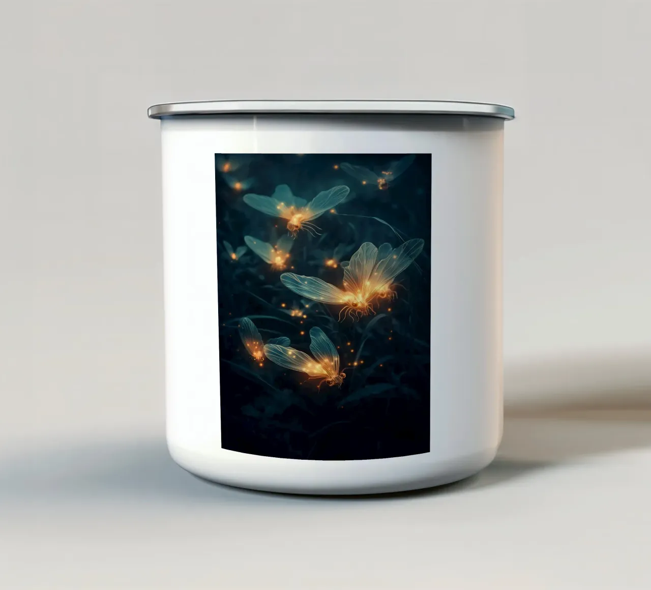 Midnight Meadow - Magical Glowing Fireflies & Flowers Print tazza in smalto da Synthaira