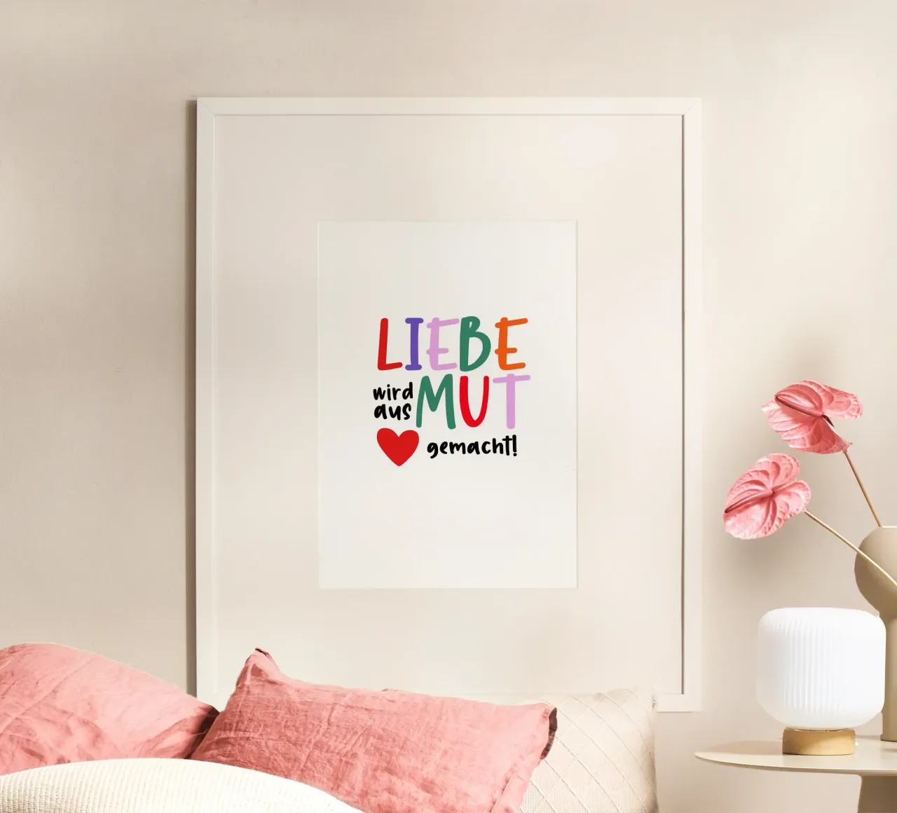 L'amore è fatto di coraggio poster con telaio in alluminio da maramirage