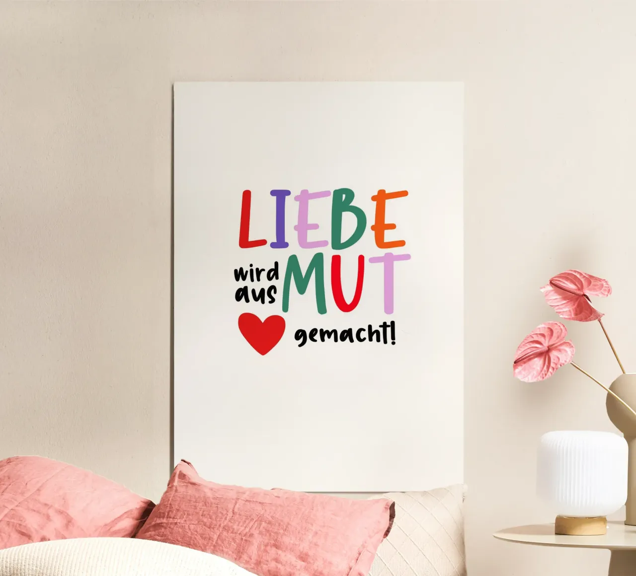 L'amore è fatto di coraggio poster con telaio in alluminio da maramirage