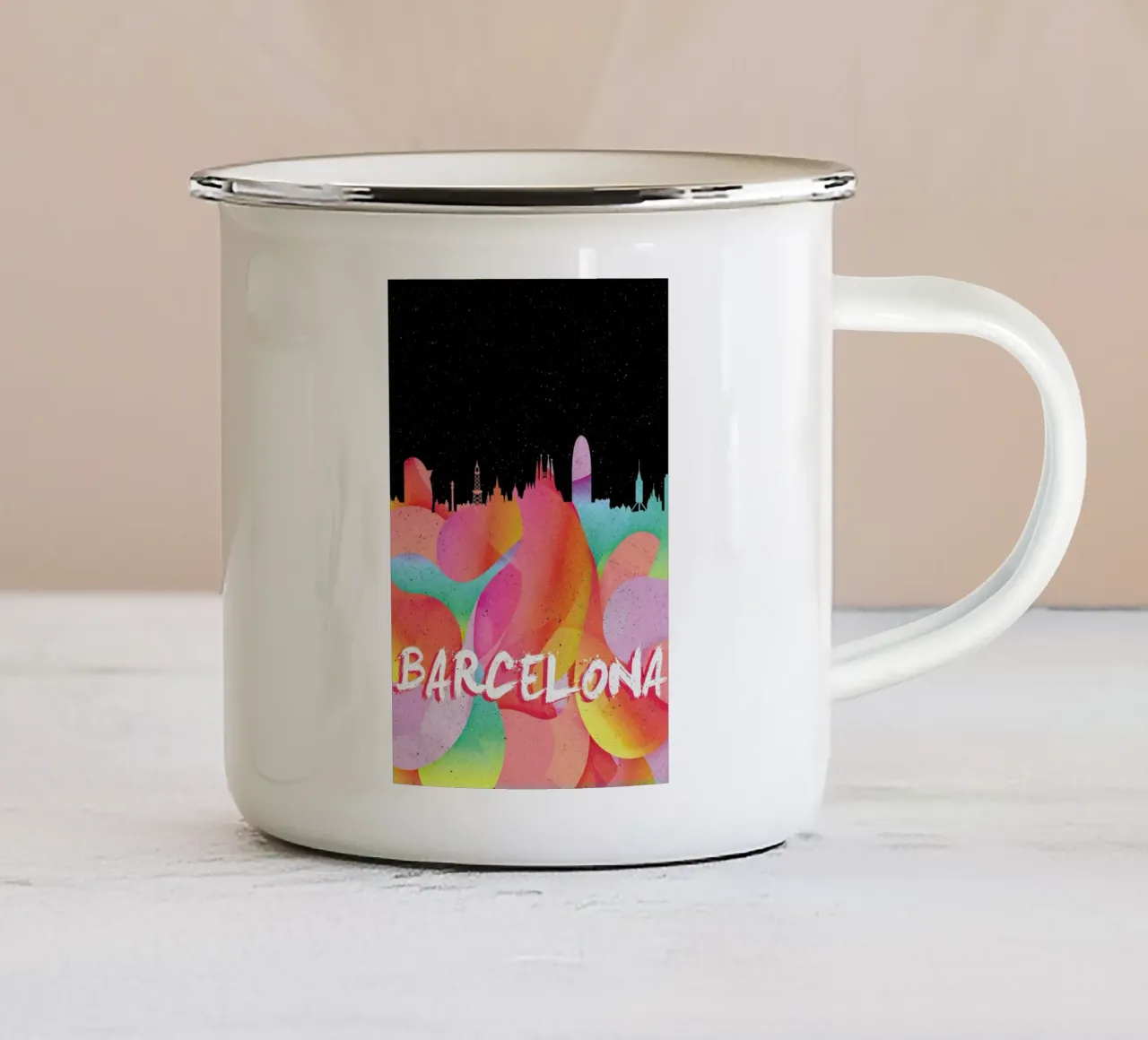 Barcelona tazza in smalto da Danny Ivan
