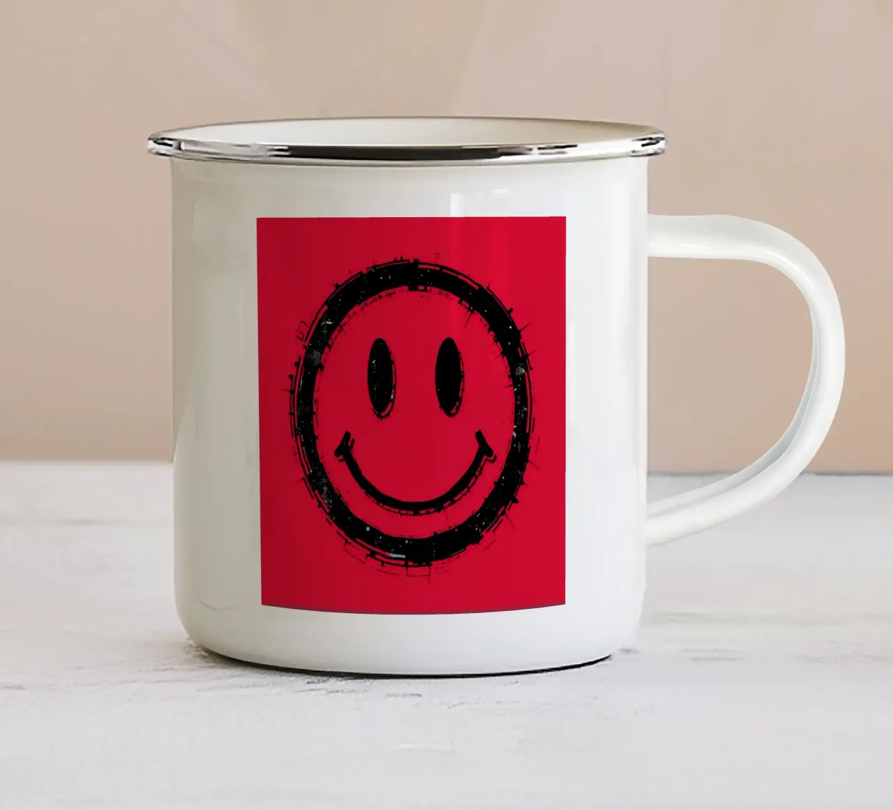 Emoji_StilA_rot1 tazza in smalto da AI-Portraits by LK