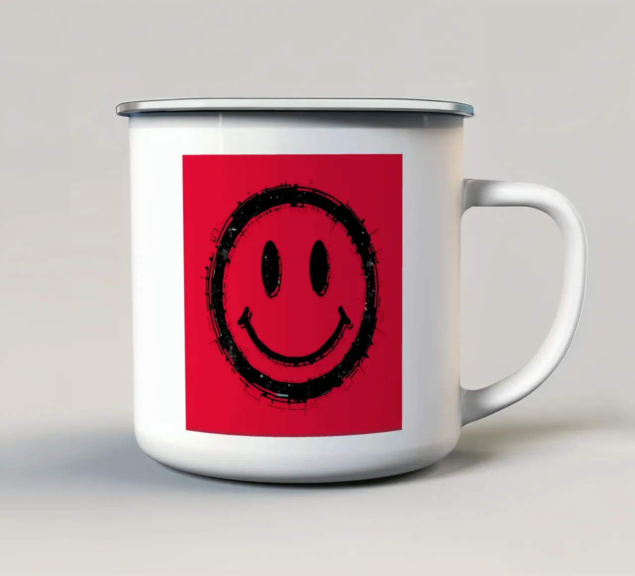 Emoji_StilA_rot1 tazza in smalto da AI-Portraits by LK