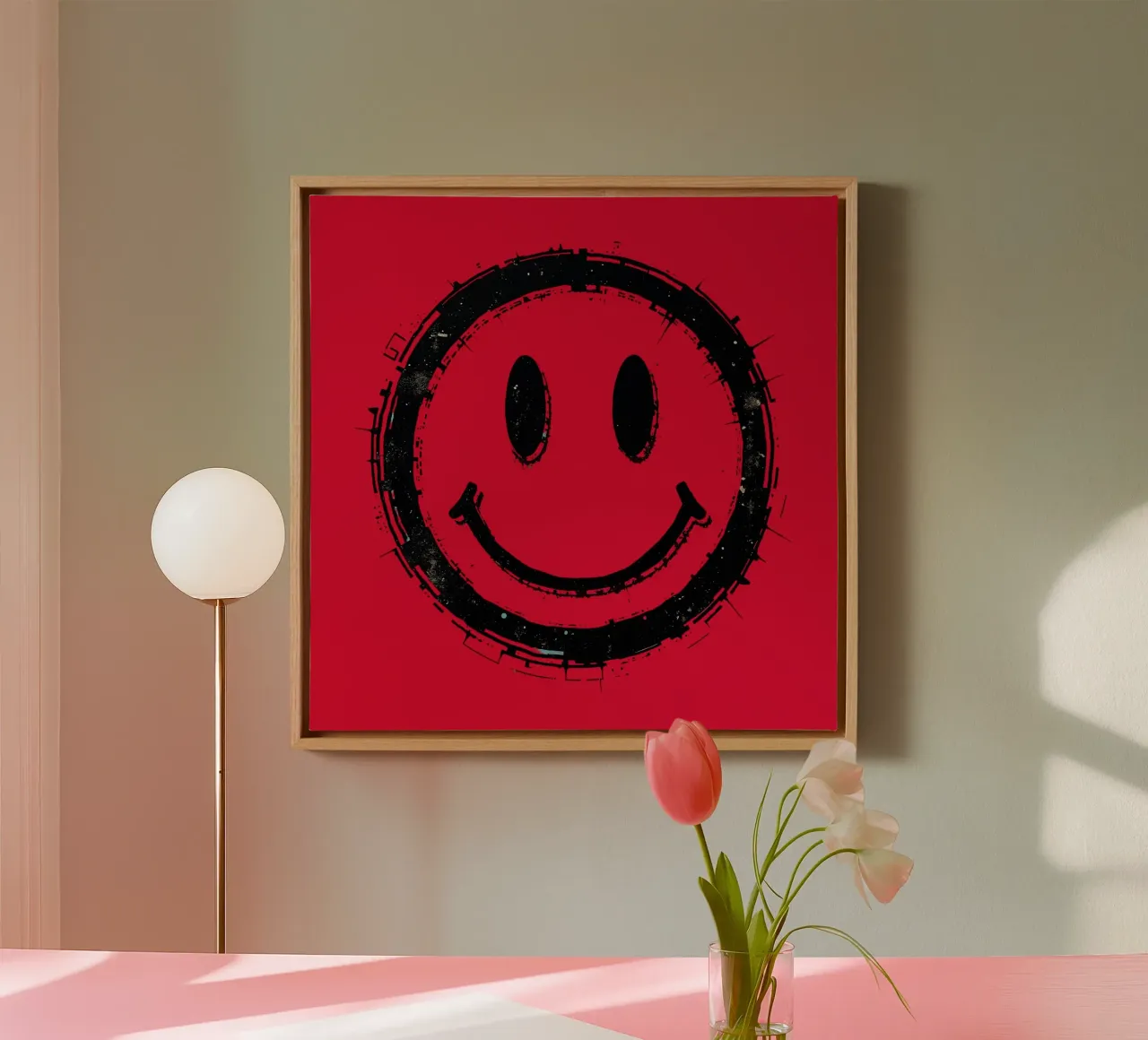 Emoji_StilA_rot1 tela con Cornice a cassetta da AI-Portraits by LK