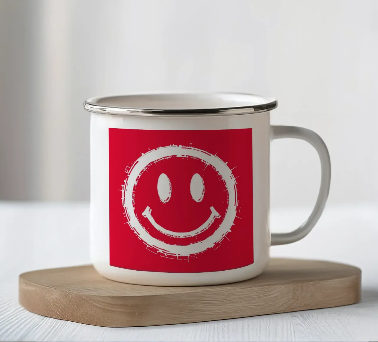 Emoji_StilA_rot2 tazza in smalto da AI-Portraits by LK