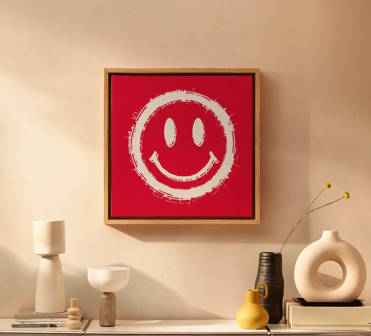 Emoji_StilA_rot2 tela con Cornice a cassetta da AI-Portraits by LK
