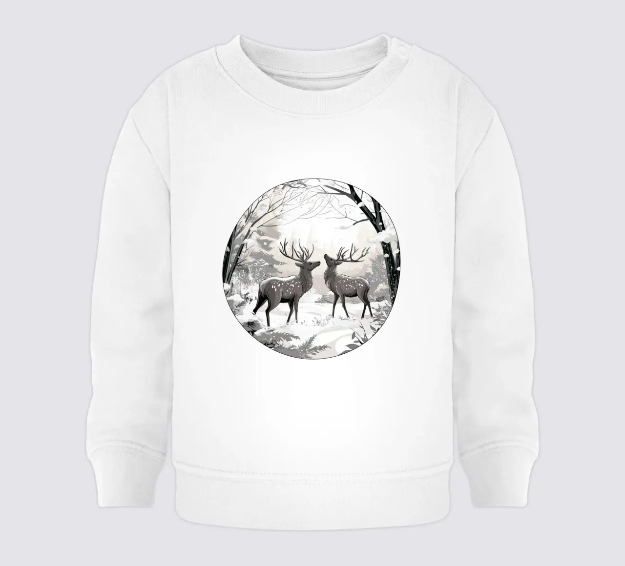 Winter Silence - Deer in snow Print Art felpa neonato da Synthaira