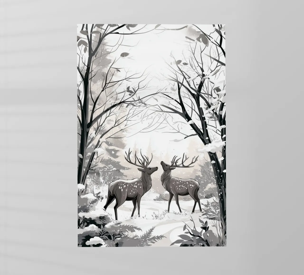 Winter Silence - Deer in snow Print Art pellicola backlit da Synthaira