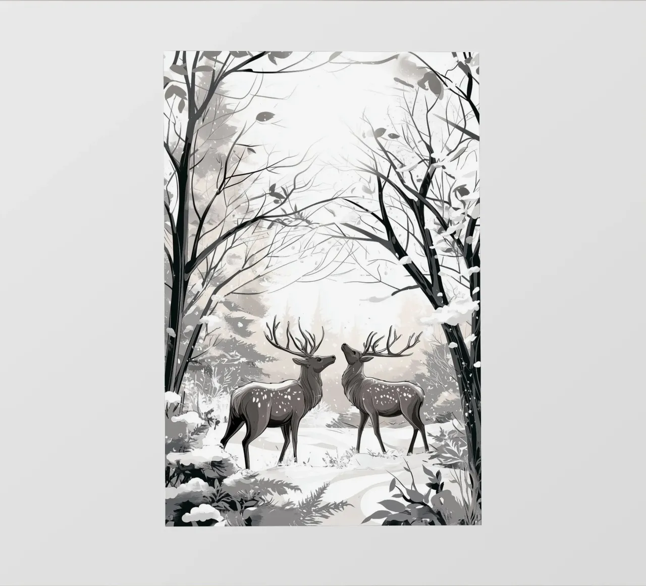 Winter Silence - Deer in snow Print Art pellicola backlit da Synthaira