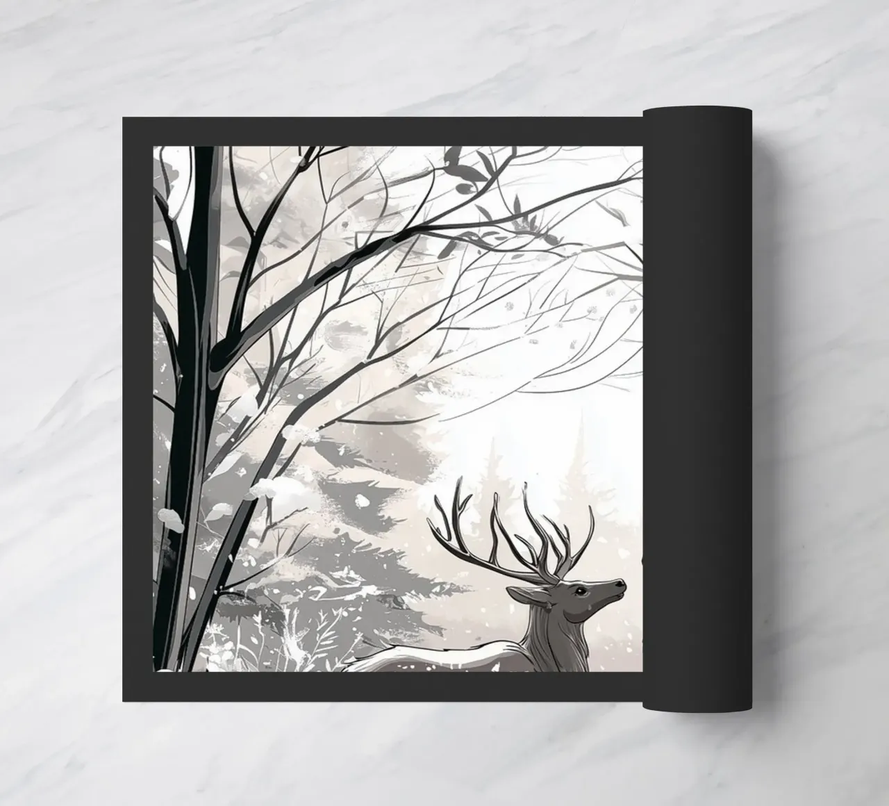 Winter Silence - Deer in snow Print Art zerbino da Synthaira