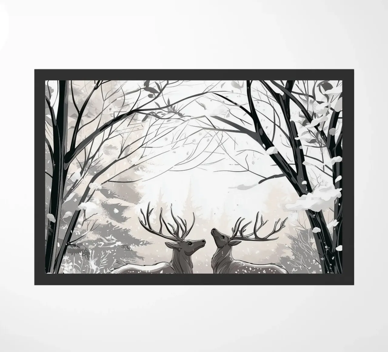 Winter Silence - Deer in snow Print Art zerbino da Synthaira