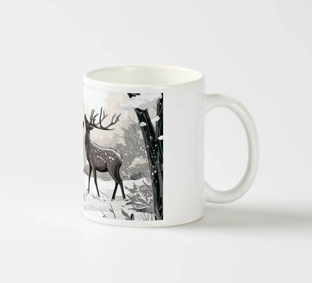 Winter Silence - Deer in snow Print Art tazza in ceramica da Synthaira