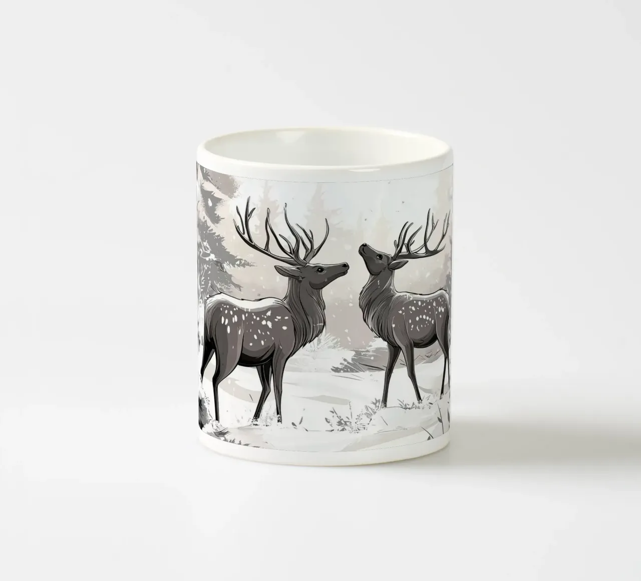 Winter Silence - Deer in snow Print Art tazza in ceramica da Synthaira
