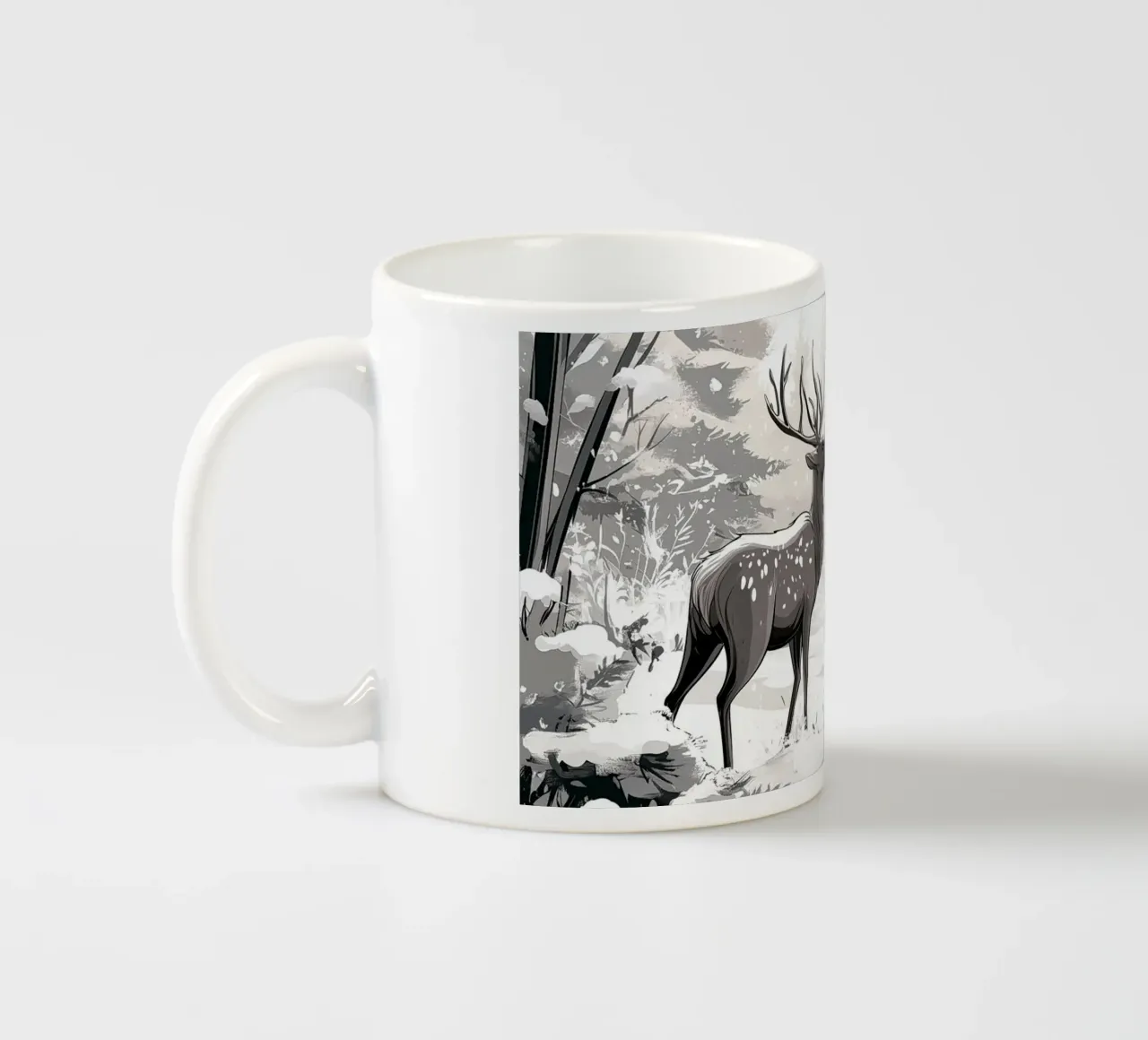 Winter Silence - Deer in snow Print Art tazza in ceramica da Synthaira
