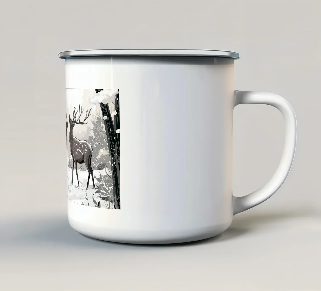 Winter Silence - Deer in snow Print Art tazza in smalto da Synthaira