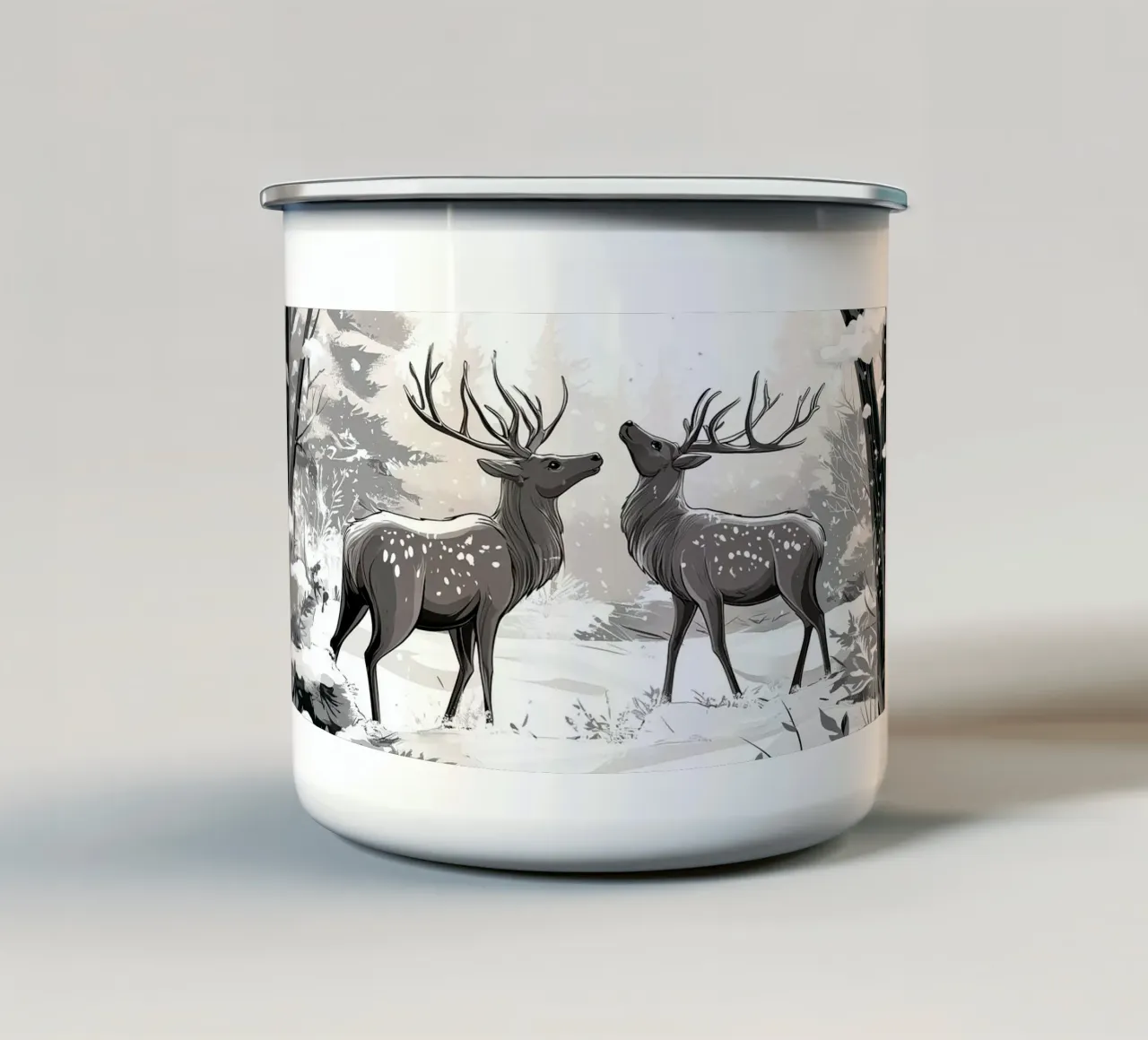 Winter Silence - Deer in snow Print Art tazza in smalto da Synthaira