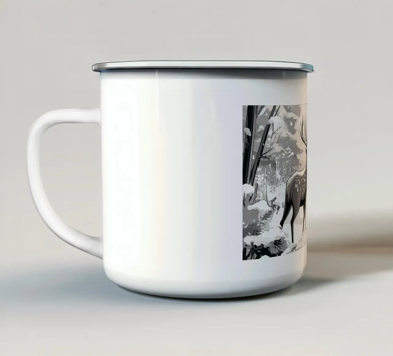 Winter Silence - Deer in snow Print Art tazza in smalto da Synthaira