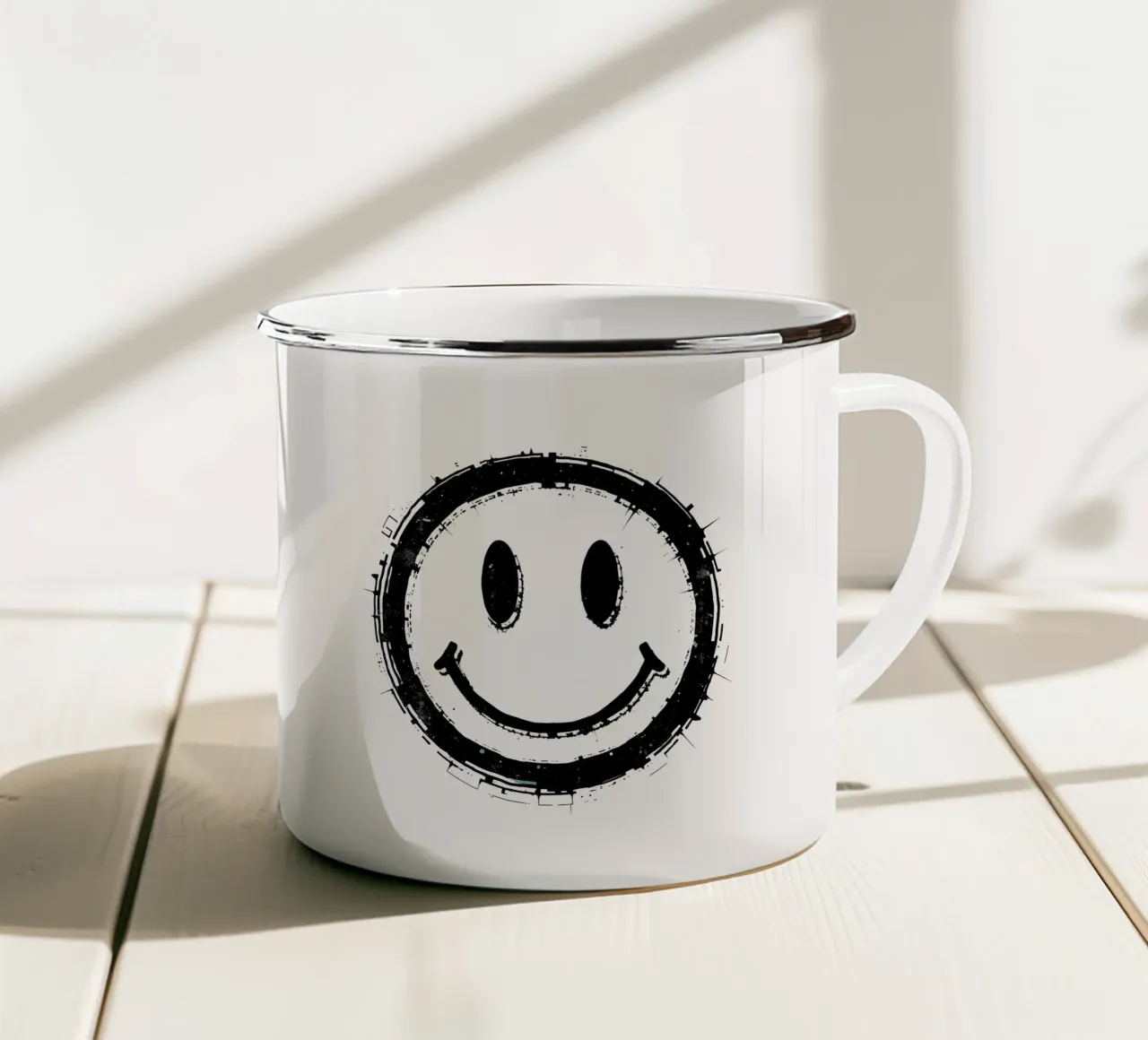 Emoji_StyleA_black1 tazza in smalto da AI-Portraits by LK