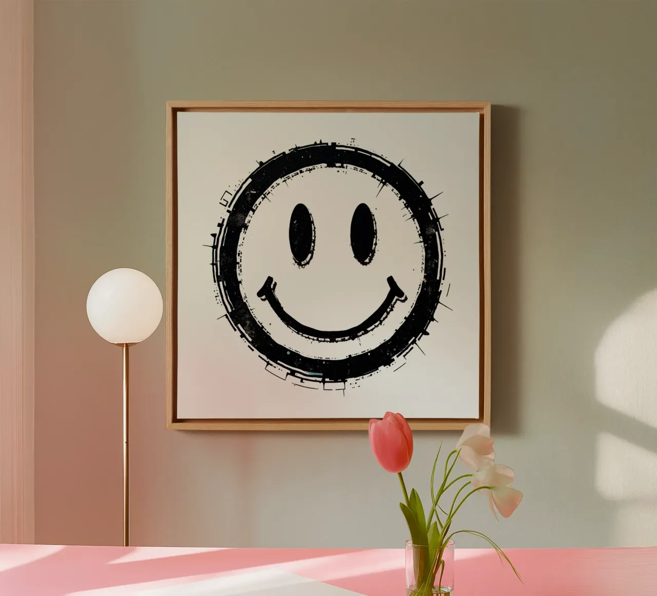 Emoji_StyleA_black1 tela con Cornice a cassetta da AI-Portraits by LK