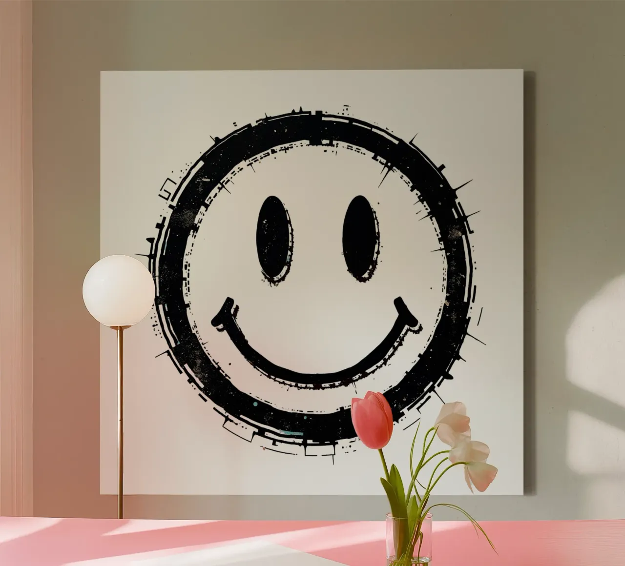 Emoji_StyleA_black1 tela con Cornice a cassetta da AI-Portraits by LK