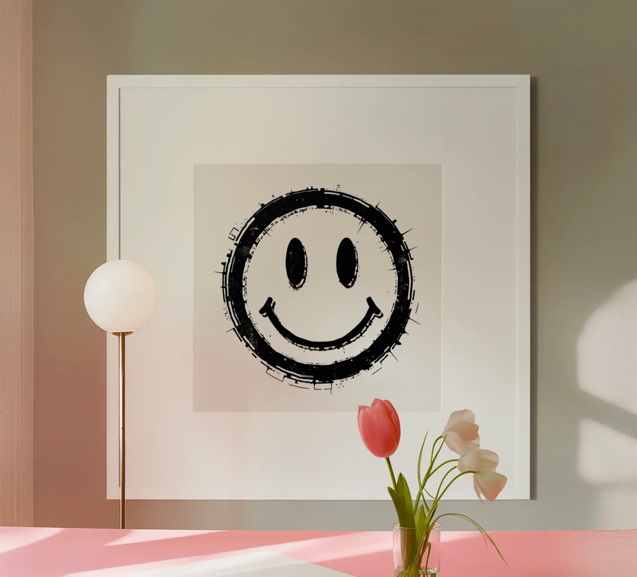 Emoji_StyleA_black1 poster con telaio in legno da AI-Portraits by LK