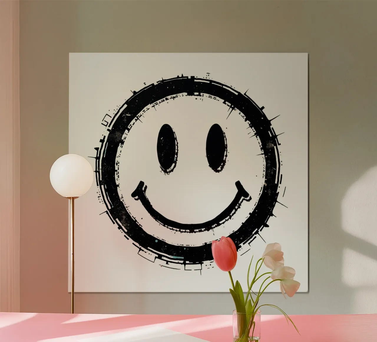 Emoji_StyleA_black1 poster con telaio in legno da AI-Portraits by LK