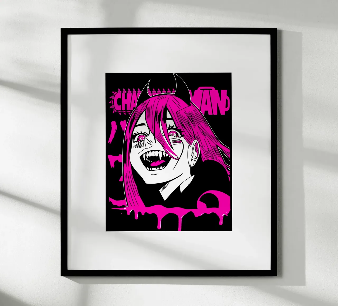 Maglietta classica Scribble Chainsawman poster con telaio in legno da bloodstreetmagazine