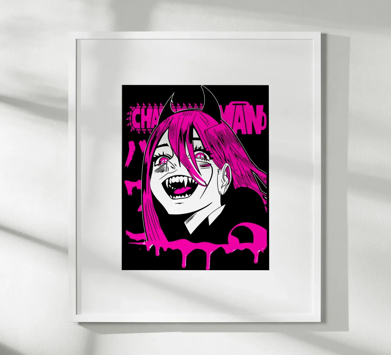 Maglietta classica Scribble Chainsawman poster con telaio in legno da bloodstreetmagazine
