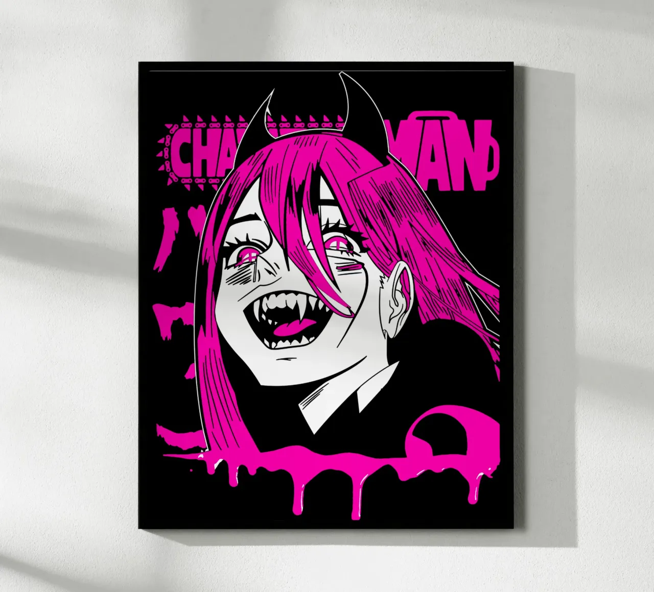 Maglietta classica Scribble Chainsawman poster con telaio in legno da bloodstreetmagazine