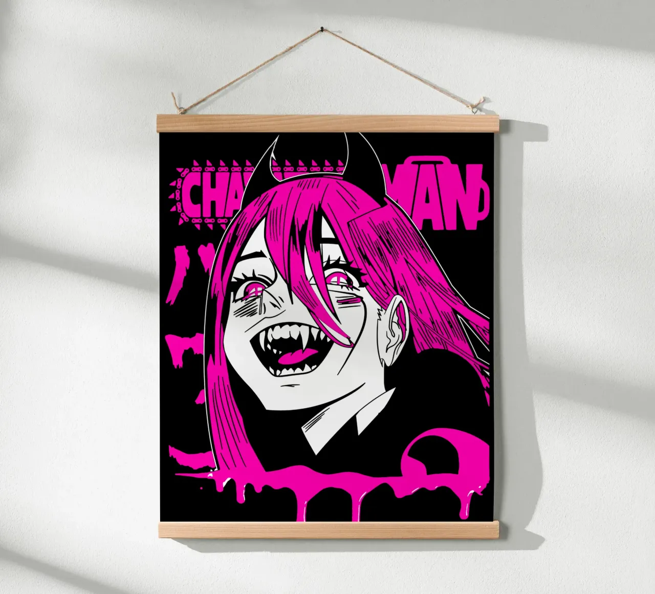 Maglietta classica Scribble Chainsawman poster con telaio in legno da bloodstreetmagazine