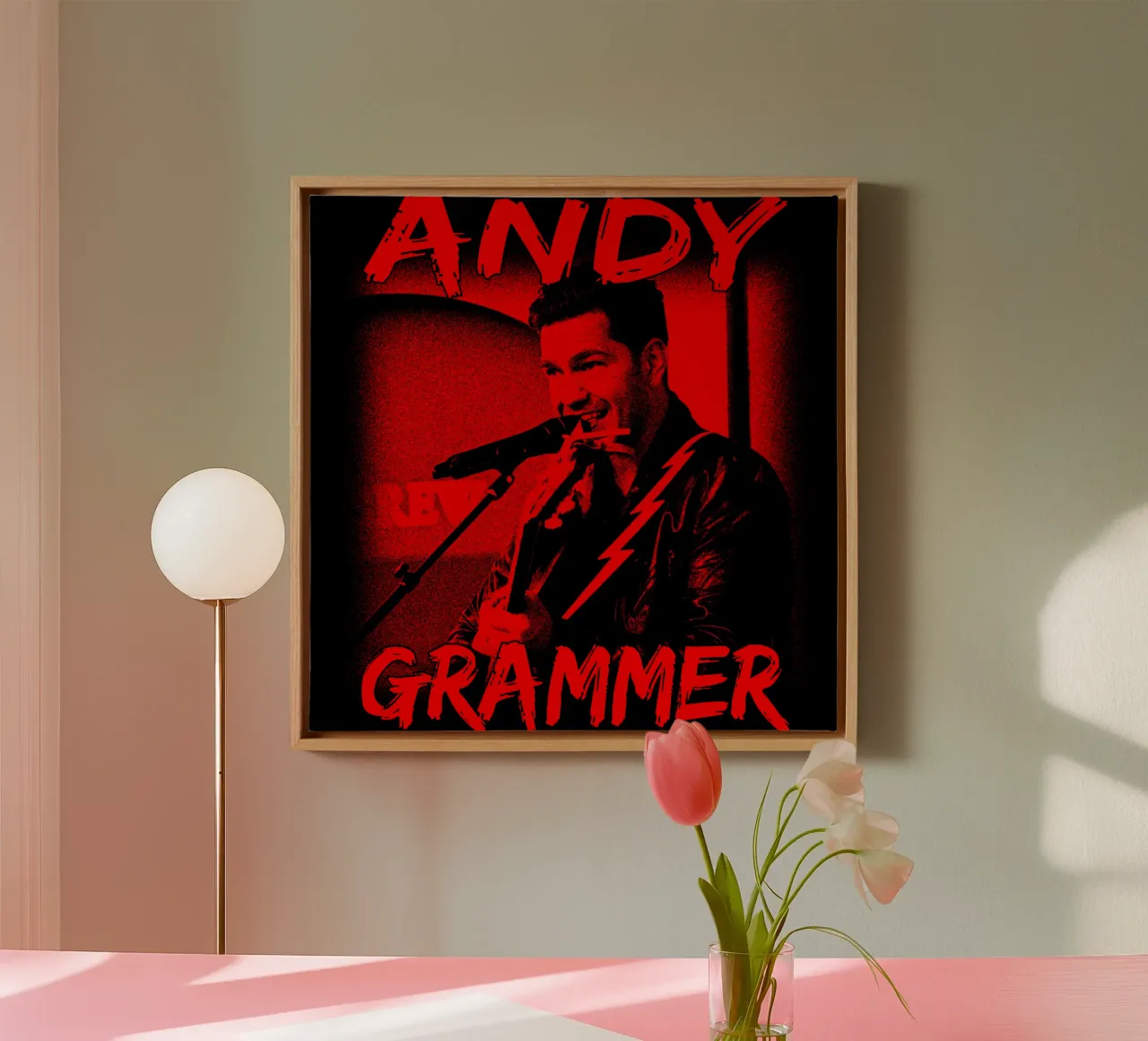 Silhouette in stile pop di Andy Grammer tela con Cornice a cassetta da grass.studio_