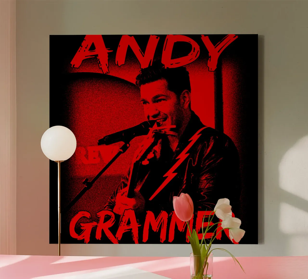 Silhouette in stile pop di Andy Grammer tela con Cornice a cassetta da grass.studio_