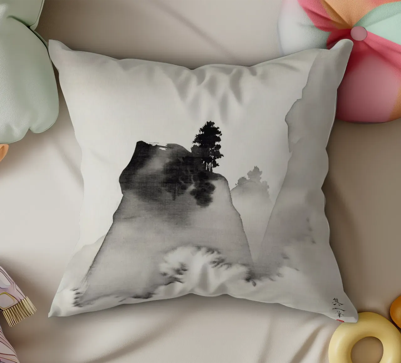 Mountains (right from the triptych Three Evening Scenes) cuscino da vintageshop