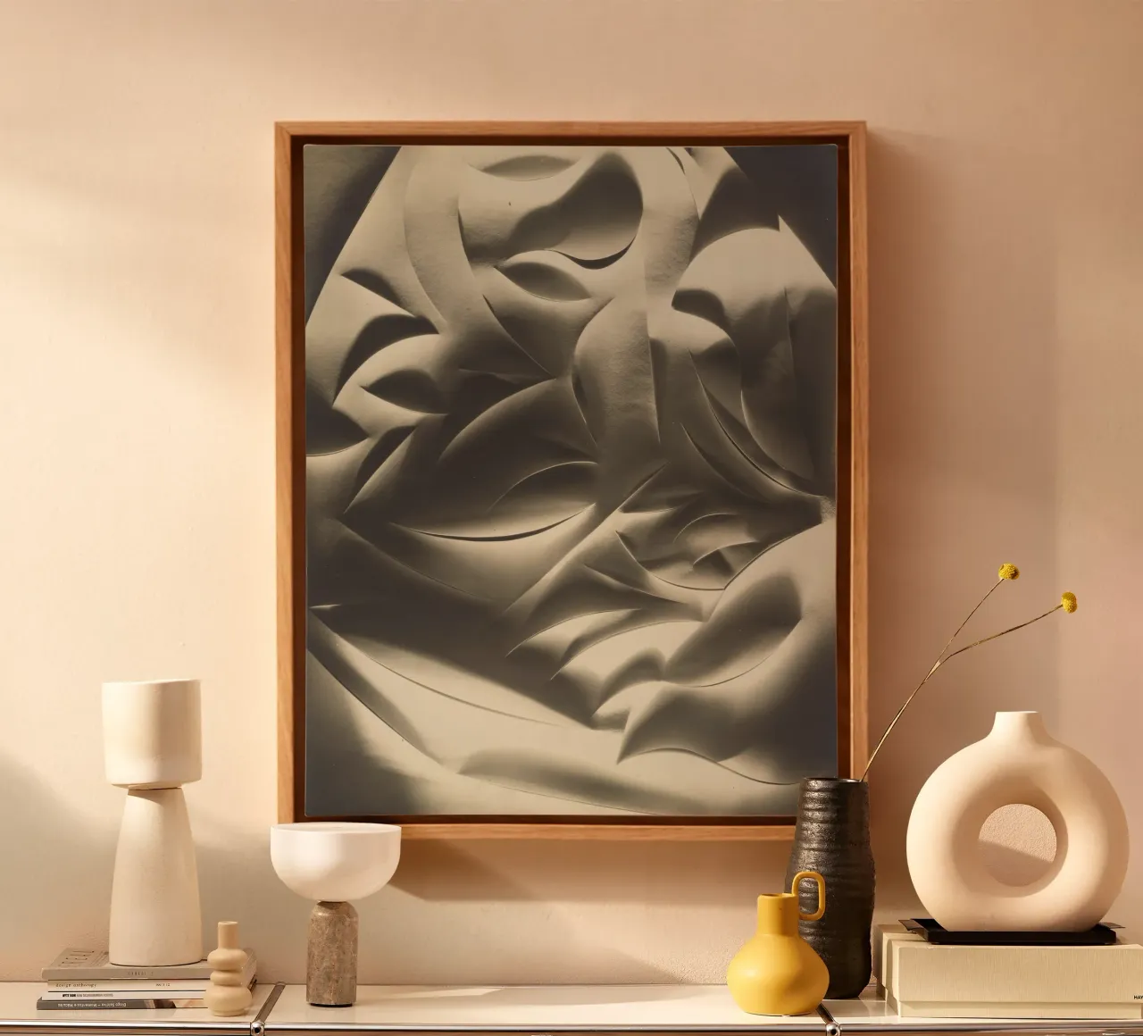 Cut-paper Abstraction canvas with Floater frame by vintageshop