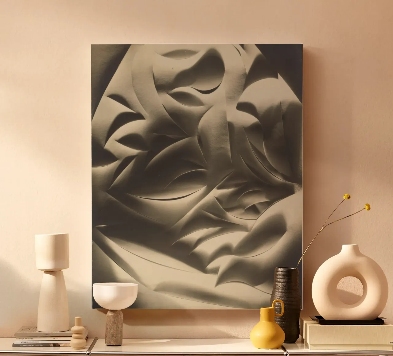 Cut-paper Abstraction canvas with Floater frame by vintageshop