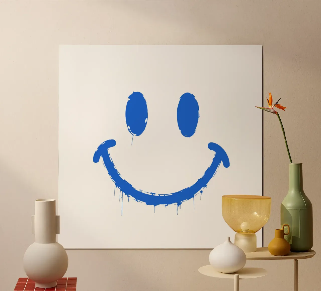 Emoji_StilB_blau4 poster con telaio in plastica da AI-Portraits by LK