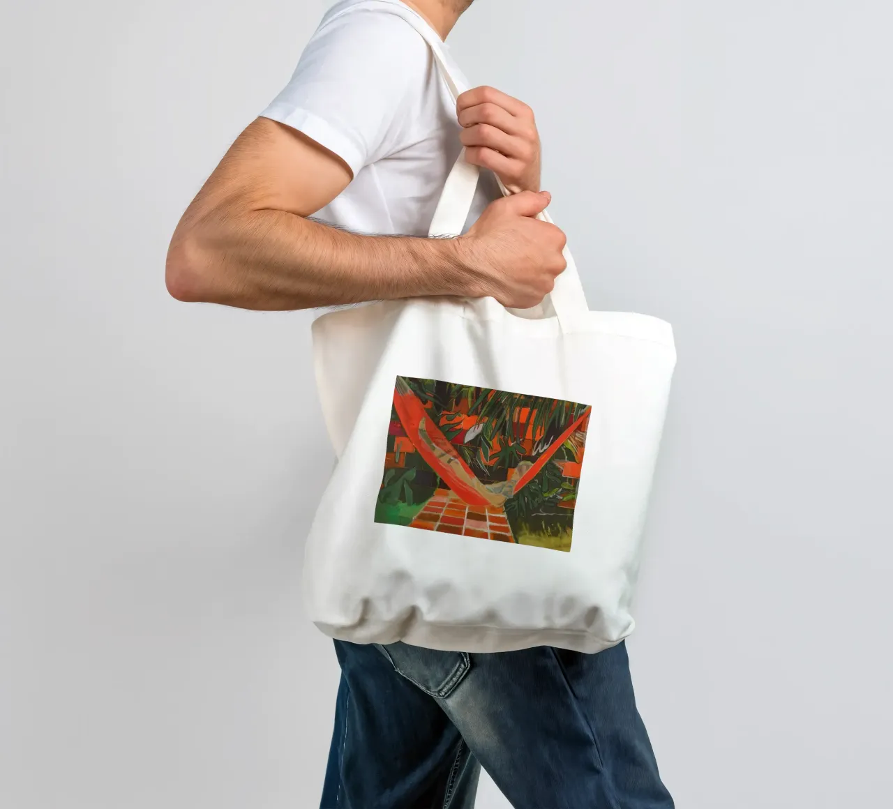 Alice a Boscoe's, 2023 - Peter Doig borsa in juta da Milfordpaint