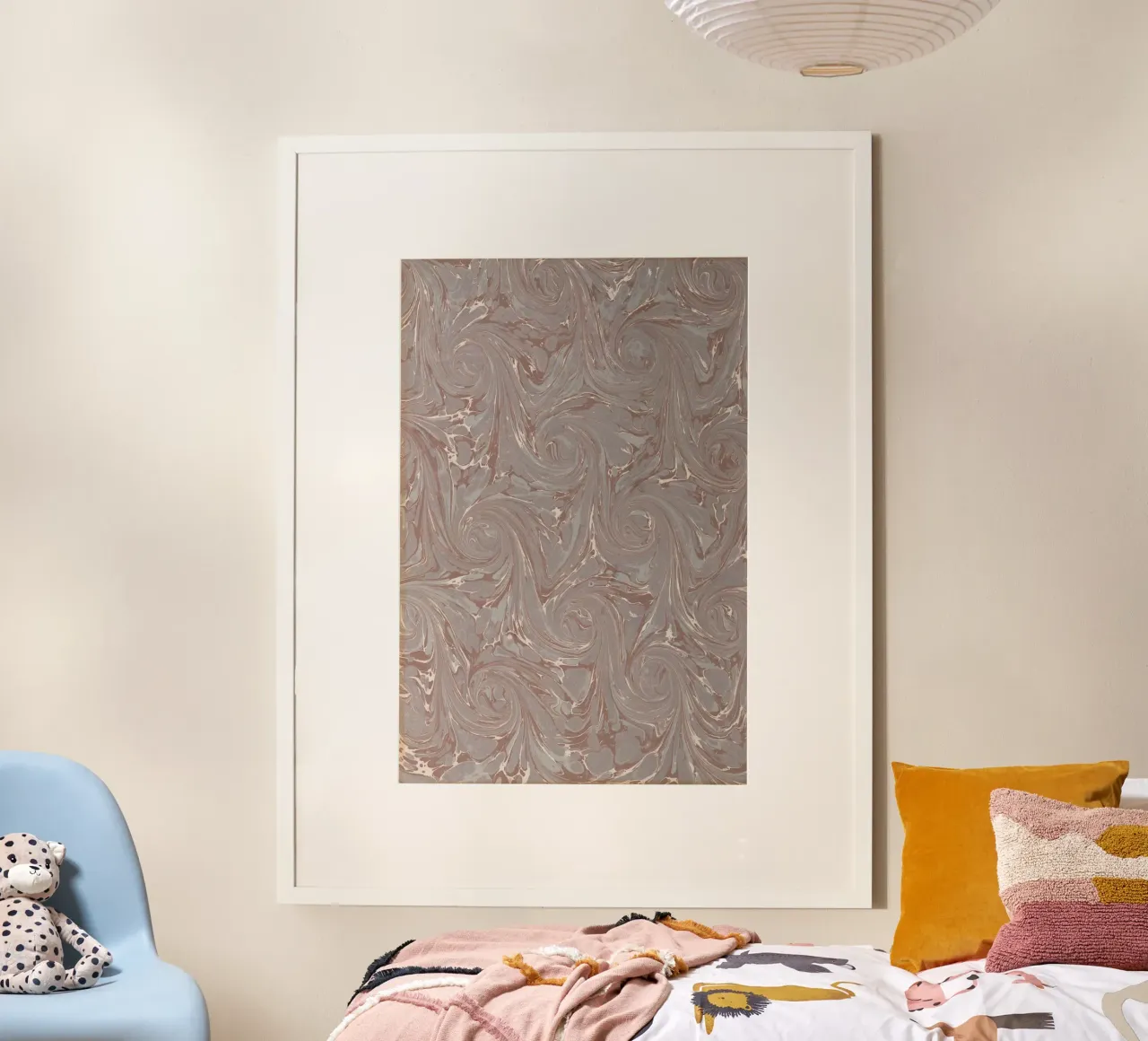 Marbled Paper Flyleaf poster con telaio in alluminio da vintageshop