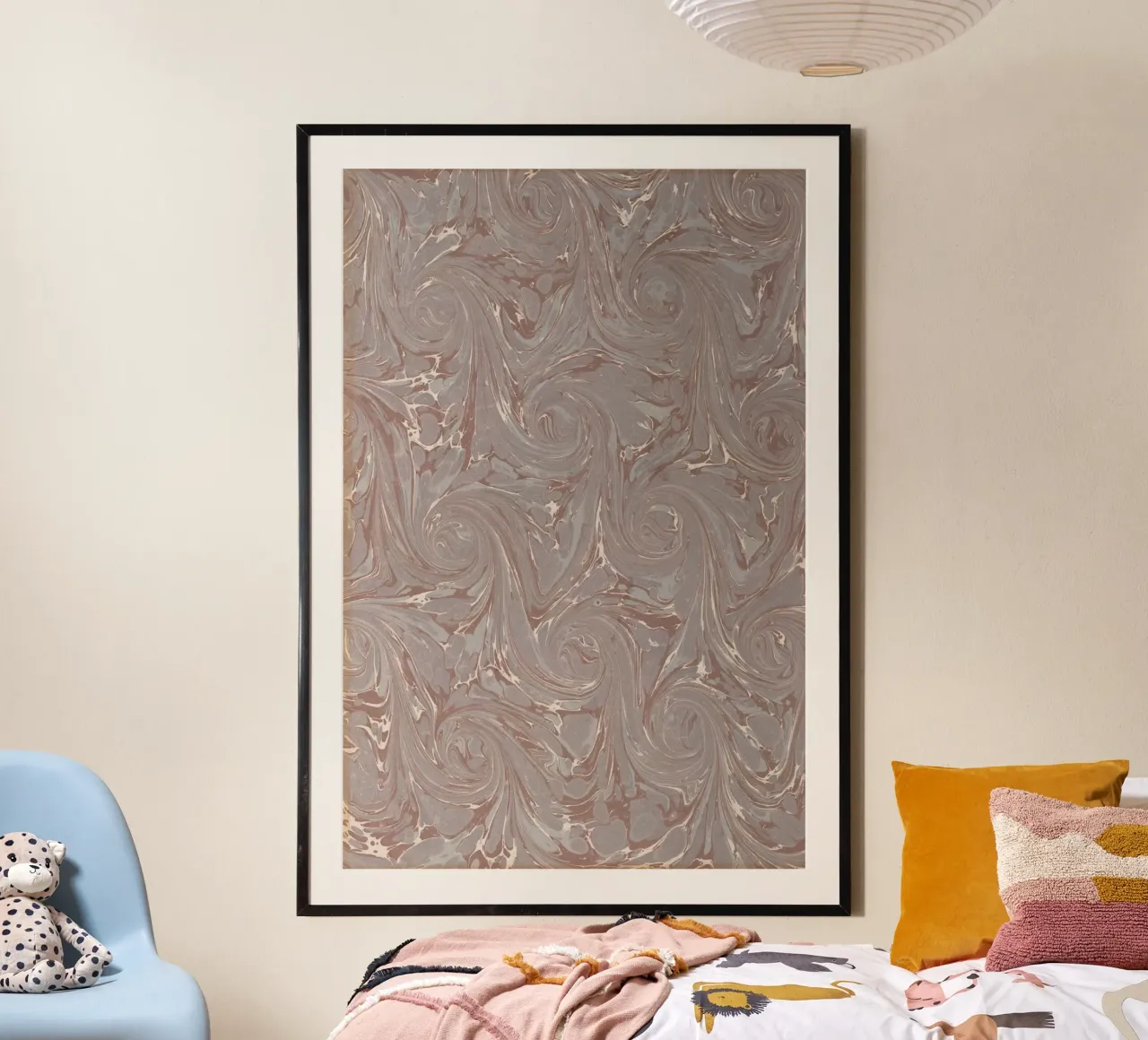 Marbled Paper Flyleaf poster con telaio in alluminio da vintageshop