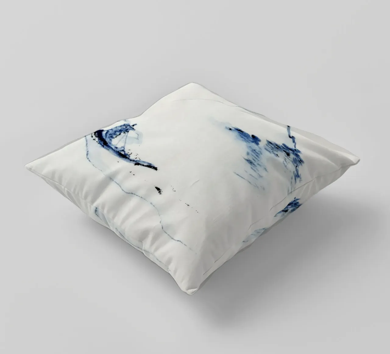 A person in a small boat on a river with Mount Fuji cuscino da vintageshop