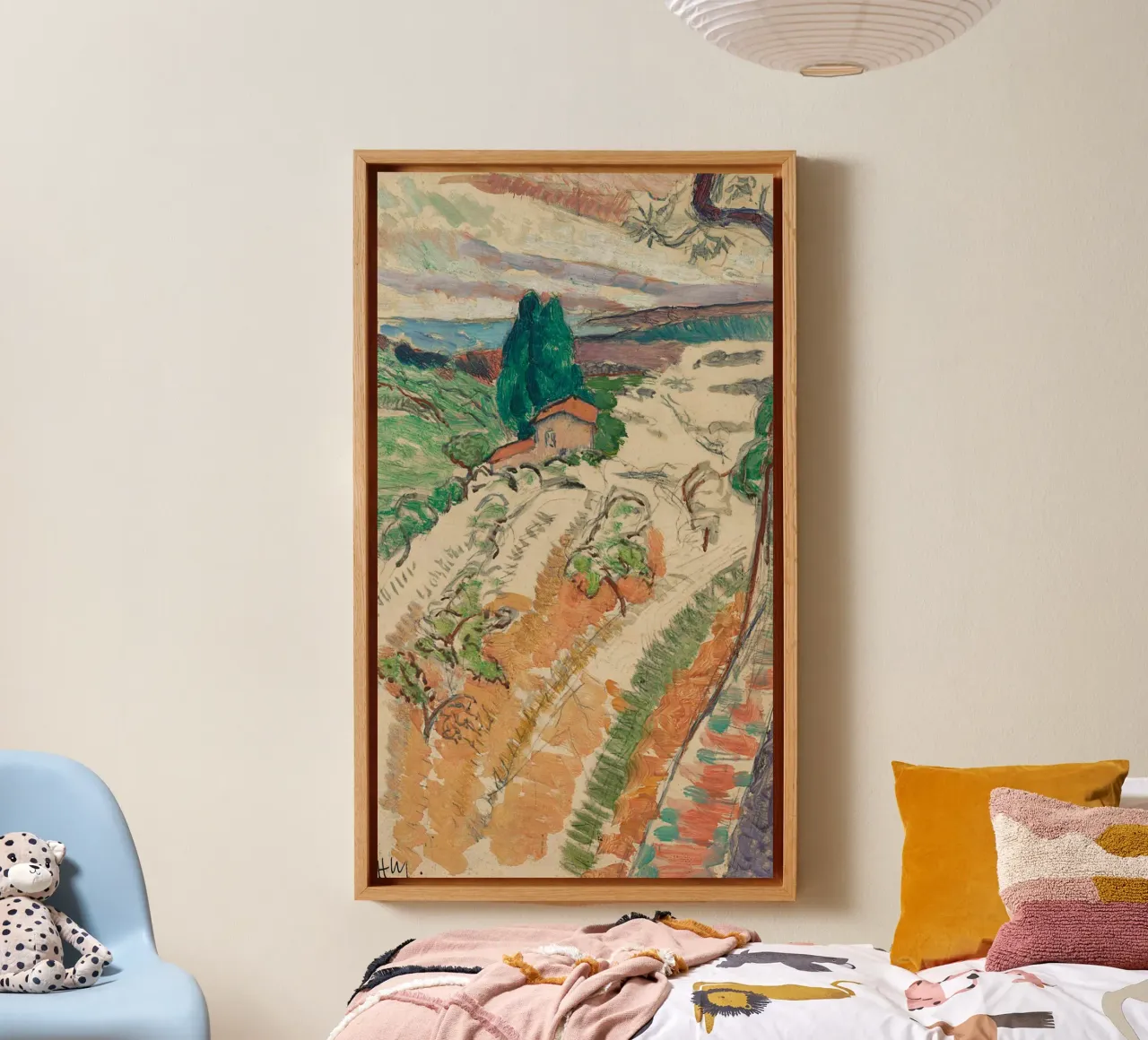 house in rice fields canvas with Floater frame by briyan shop