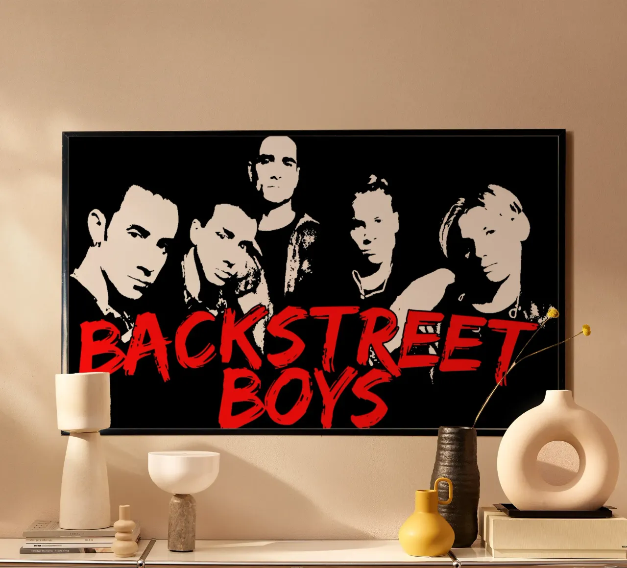 Grunge Style Pop Backstreet Boys Poster mit Kunststoffrahmen von igoshdesigns