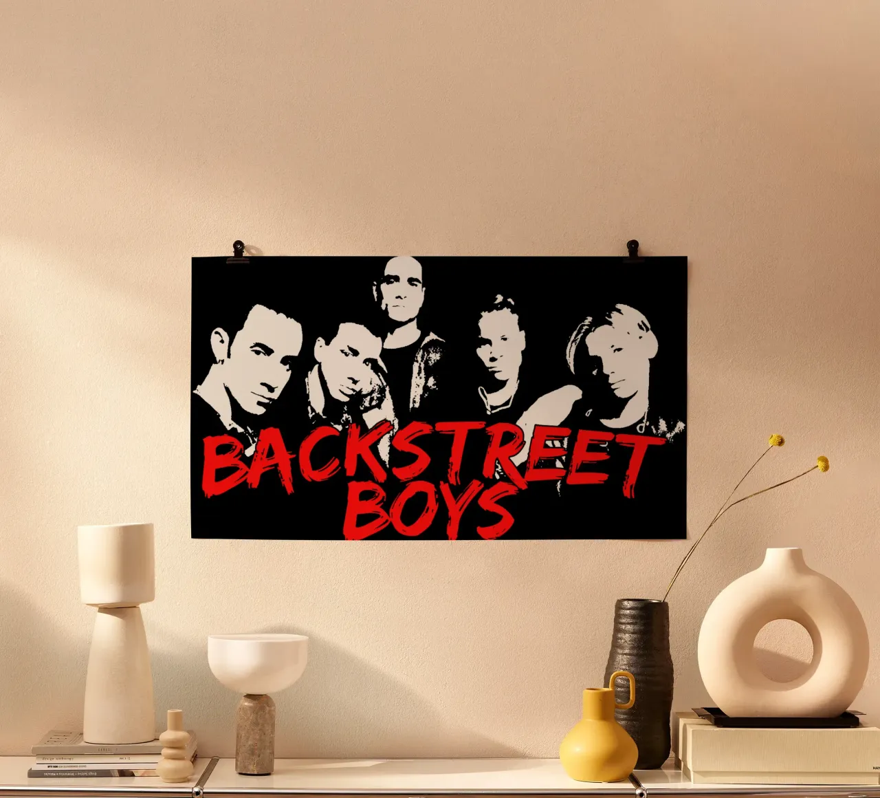 Grunge Style Pop Backstreet Boys Poster mit Kunststoffrahmen von igoshdesigns